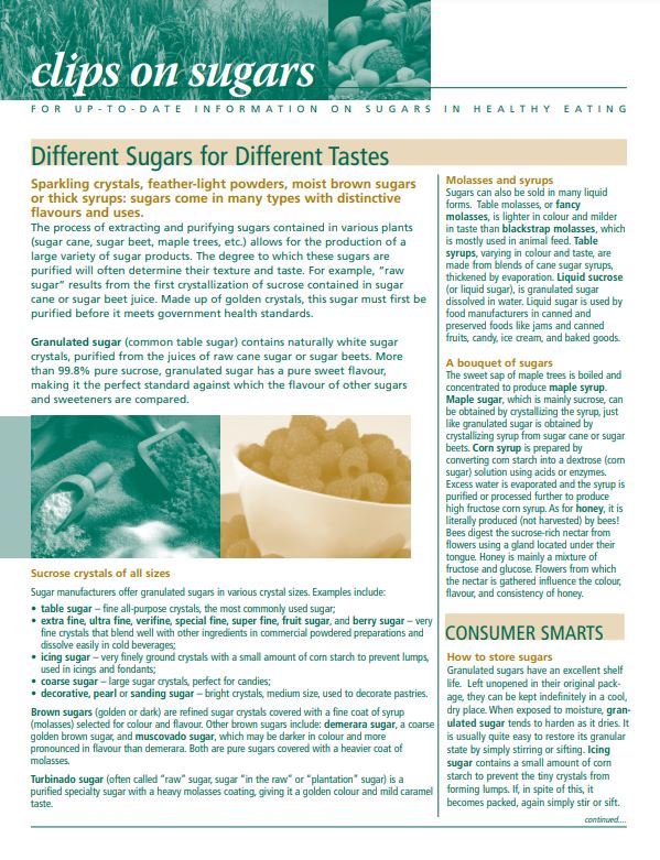 Different sugars for different tastes